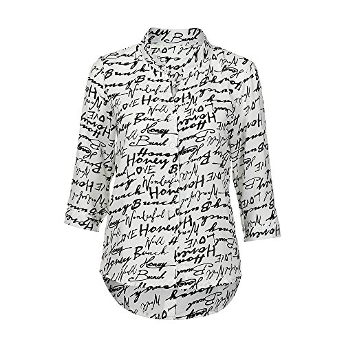 FarJing Clearance sale Women Ladies Three Quarter Sleeve Letter Printed Blouse Tops Clothes T Shirt (L,White ） - Thumbnail 3