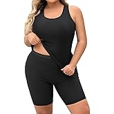 Daci Women's Plus Size Tankini Swimsuit - Two Piece Rash Guard with Capris Shorts and Athletic Racerback Bathing Suit