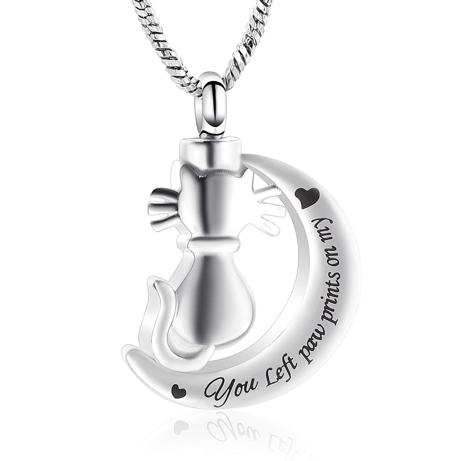 Minicremation Pet Cremation Jewelry Urn Necklace for Ashes Memorial Pendant Ashes Holder Keepsakes Jewelry for Ashes for Cat Silver Cat — image 1