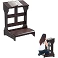 ikare Prayer Bench Stool, Wooden Prayer Kneeler with Shelf and Cushion, Solid Wood Church Prayer Bench Stool Table, Padded Prayer Bench for Kneeling, Religious Gifts, 23 x 20 x 32.8 Inches