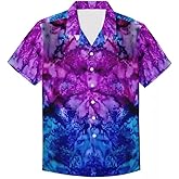 Men's Colorful Tie Dye Shirt Button Down Casual Short Sleeve Holiday Summer Top
