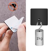 JS Self Adhesive Black Hooks 6 Pack Stainless Steel Towel Holder No Drill Wall view 4