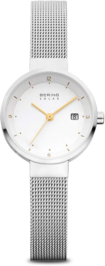 BERING Reloj Analógico para Mujer de Energía Solar con Correa en Acero Inoxidable