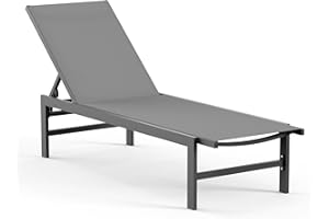 Vexwalx Outdoor Lounge Chairs for Pool, Aluminum Chaise Lounge Chair with 5-Position Recliner, Patio Lounge Chair for Backyard, Poolside, Lawn, Dark Gray