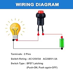 DMWD 12-Pack 12mm Mini Latching Push Button Switch