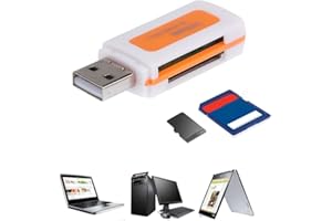 Mini Usb2.0 4 Card Slot Smart Card Reader Sd/Mmc Tf Ms M2 Multi-Memory Card Reader Suitable for Computers, Pcs, Notebooks