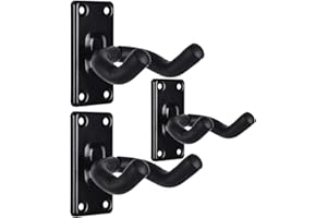 Guitar Wall Mount Hanger Hook Holder Stand 3 Pack Guitar Hangers Hooks for Acoustic Electric and Bass Guitars (3Pack-Black)
