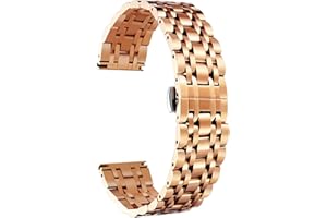 BINLUN Stainless Steel Watch Band High-end Replacement Watch Band 6 Color for Women Men(Gold, Silver, Black, Rose Gold, Gold Tone, Rose Gold Tone) 13 Size (12mm - 24mm)