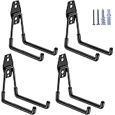 HUPBIPY Heavy Duty Garage Hooks 4 Pack, 5.1 inch Medium U Shaped Hanger, Wall Mounted Storage System, Power and Garden Tool O