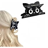 Cute Cat Hair Clips - Kawaii Funny Claw clip, Acrylic Medium Clips for Girls & WomenThin Hair, Animal & Fun Fashion Hair Accessories (black)
