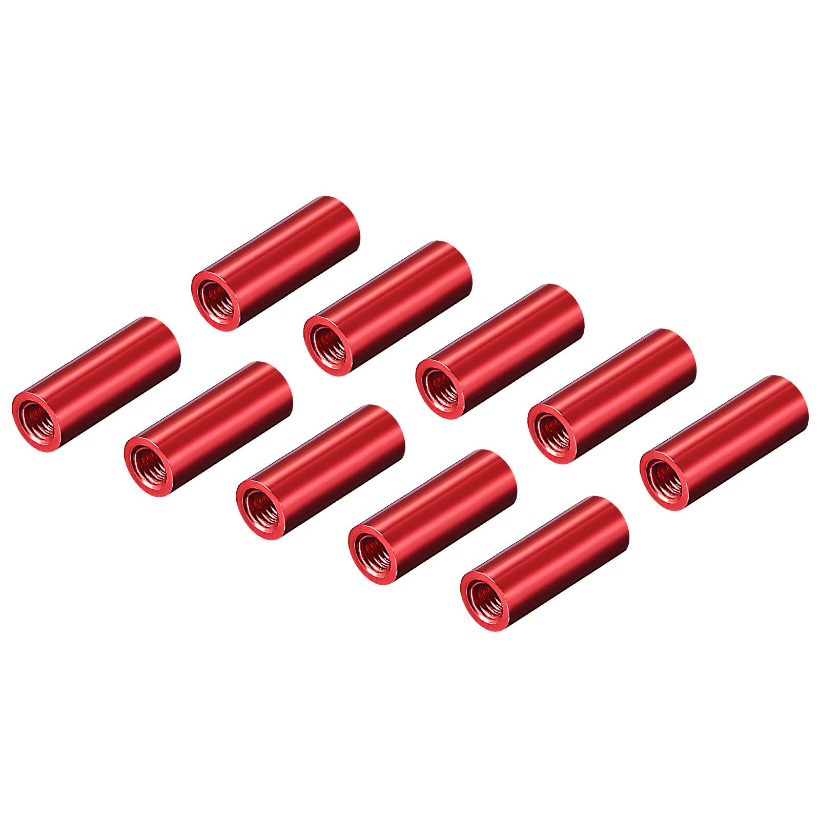 DMiotech 10 Pack M3x20mm Aluminum Spacer Column Aluminum Standoffs Round Spacers Model Spacing Screw Post for RC, Red
