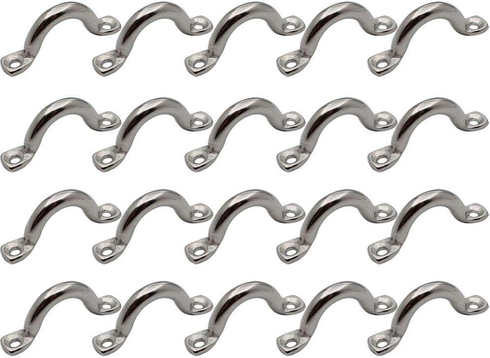 POFET 20 Pcs 4mm-316 Stainless Steel Two Hole Tube U Bracket Heavy Duty Rigid Pipe Strap Tension Clips,Ring Hose Clamp Card