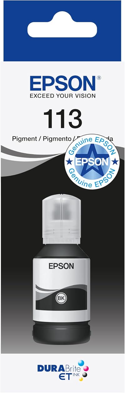 Epson EcoTank 113 Black Ink Bottle 127ml Genuine Pigmented Ink