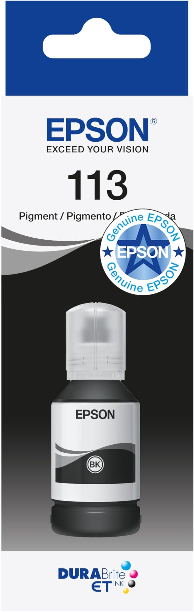 Epson EcoTank 113 Black Ink Bottle 127ml Genuine Pigmented Ink