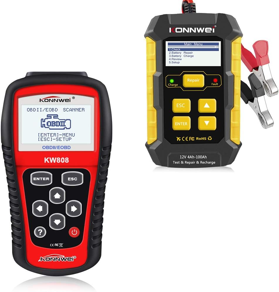 KW808 OBD2 Scanner + KW510 All in One Battery Charger Tester