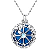 PARYFO Compass Necklace 925 Sterling Silver Opal/Moonstone Celtic Compass Pendant Christmas Gifts for Daughter Mother Wife
