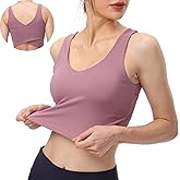 Meslong Women's Longline Cross Back Yoga Sports Bras Gym Running Bra Wirefree Padded Workout Crop Tank Tops
