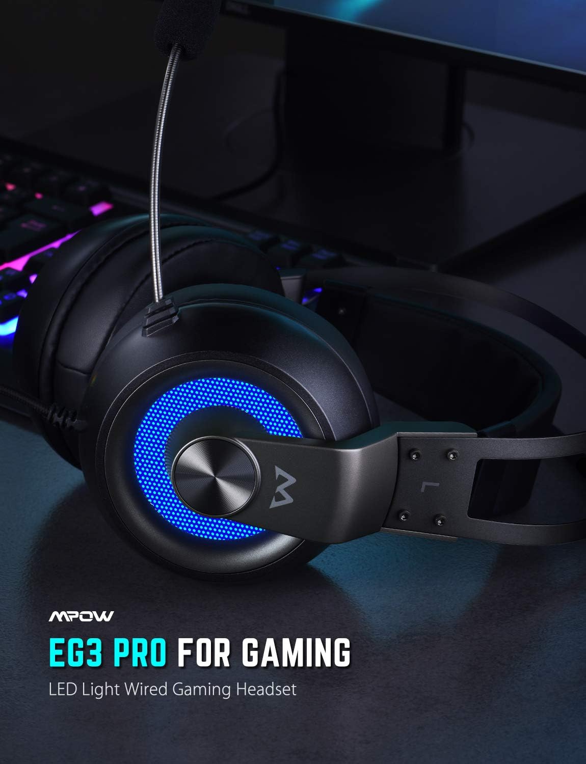 Mpow EG3 pro Gaming Headset with 3D Surround Sound, PS4 Xbox One Headset with Noise Cancelling Mic, Gaming Chat Headset, Over-Ear Gaming Headphones for PC, Xbox 1, PS4, Nintendo Switch: Electronics