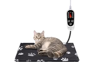 Rest-Eazzzy Pet Heating Pad Indoor, Dog Heating Pad Mat with Removable Cover, 5 Level Timer 5 Level Temperature, Electric Pet Warming Mat for Cat Dog Automatic Power-Off (Heat pad, paw-Black)