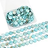SUNNYCLUE 1 Box About 104Pcs Green Shell Beads Flat Round Shell Beads 15mm Natural Summer Hawaii Ocean Beach Dyed Seashell Loose Spacers for Jewelry Making DIY Earrings Necklaces Crafts Adults