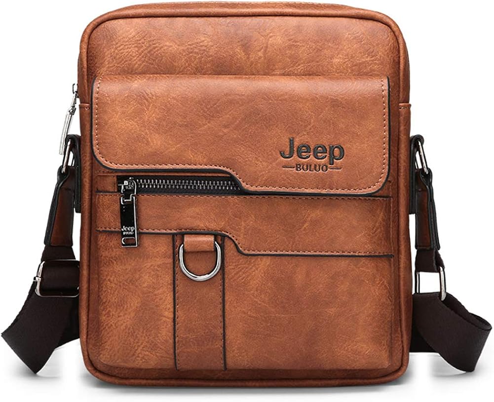 Amazon JEEP BULUO メンズ メッセンジャー ショルダー バッグ デイパック ビジネス カジュアル, クラシック, オレンジ, One_Size メッセンジャーバッグ