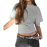 Y2k Cinched Waist Tops for Women Summer Dolman Sleeve Going Out Crop Top Trendy Cap Sleeve Wrap T Shirt