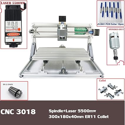 PW Mini DIY cnc3018 + 5500 mW Laser GRBL Control, 3 Axis PCB PVB Milling Machine, Wood Router Engraver CNC 3018