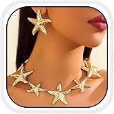 CLOACE Star Choker Necklace Set Gold Thick Necklaces Earrings Sets Punk Cuban Jewelry Accessories for Women