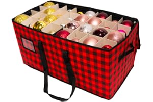 Christmas Ornament Storage Box with Zippered Closure Store Up to 128 Pcs-3"Ornaments Christmas Balls Storage Organizer Chest 