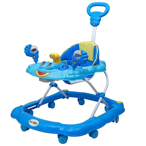 Love Baby Ultra Soft Seat Baby Activity Walker with Parental Control Handle, Adjustable Height and Musical Tray and Toys (6 Months to 3 Years) (Blue)
