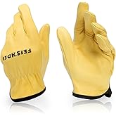 FEISHDEK Kids Leather Gardening Gloves, Toddler Work Gloves, Perfect for Children Gardening for Kids Age 2-7