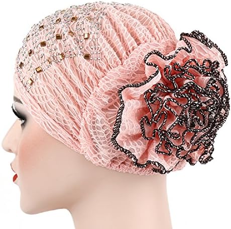 Turban Chemo Hat Hijab Cap,Muslim Bonnet Lace Big folwer for Women,Fashion Scarves Chemo