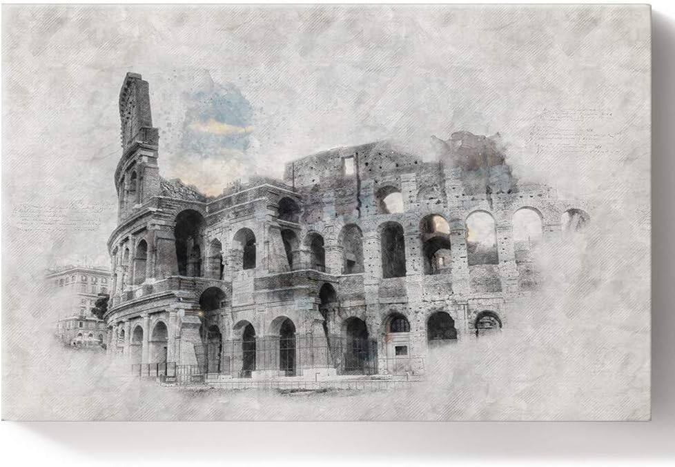 Paint by Numbers for Adults Kids Beginner Acrylic Paints DIY Oil Painting Paint by Numbers Kits Framed Canvas for Wall Decor 16 x 20 inch - Ancient Rome Colosseum