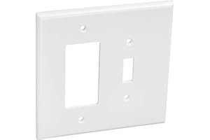 Leviton 2-Gang 1-Toggle 1-Decora/GFCI Device Combination Wallplate, Oversized, Thermoset, Device Mount, 88605, White