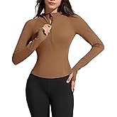 G4Free BareFeel Women's Half Zip Pullover Hoodies Slim Fit Yoga Running Long Sleeve Tops with Thumbholes