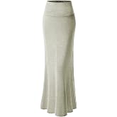URBAN K Womens Basic Foldable High Waist Regular and Plus Size Maxi Skirts