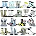 TeeHee Little Boys and Toddlers Casual Sports Novelty Cotton Crew Socks 18 Pair Pack Gift Box (6-8 Years, Vintage)