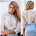 Soly Tech ROPALIA Sexy Women Lace Hollow Crop Tops Long Sleeve Blouse Shirts Zipper