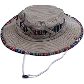 BLUEGLORY Bucket Hat for Men and Women, Wide Brim Floral Adjustable UV Protection Fishing Washed Sun Hats, Cowboy Hat
