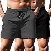 COOFANDY Men's Running Athletic Shorts 5 Inch 2 Pack Gym Workout Shorts Fitted Exercise Hiking Shorts with Zipper Pocket