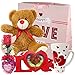 Valentines Day Gift Basket Set | 12 Inch Teddy Bear Plush, 15 Oz Ceramic Mug, I Love you Flower Box, Love Red Shaped Photo Frame & V-Day Themed Gift Bag | For Her Wife Girlfriend Mother Daughter