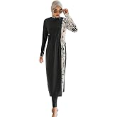 OBEEII Burkini Swimsuits for Women Full Coverage Long Sleeve Muslim Islamic Swimwear Burkini Bathing Suit with Hijab
