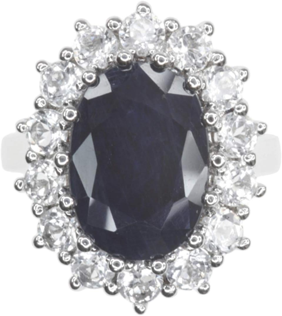 Sapphire White Topaz Gemstone Replica Diana Kate Engagement Sterling Silver Ring