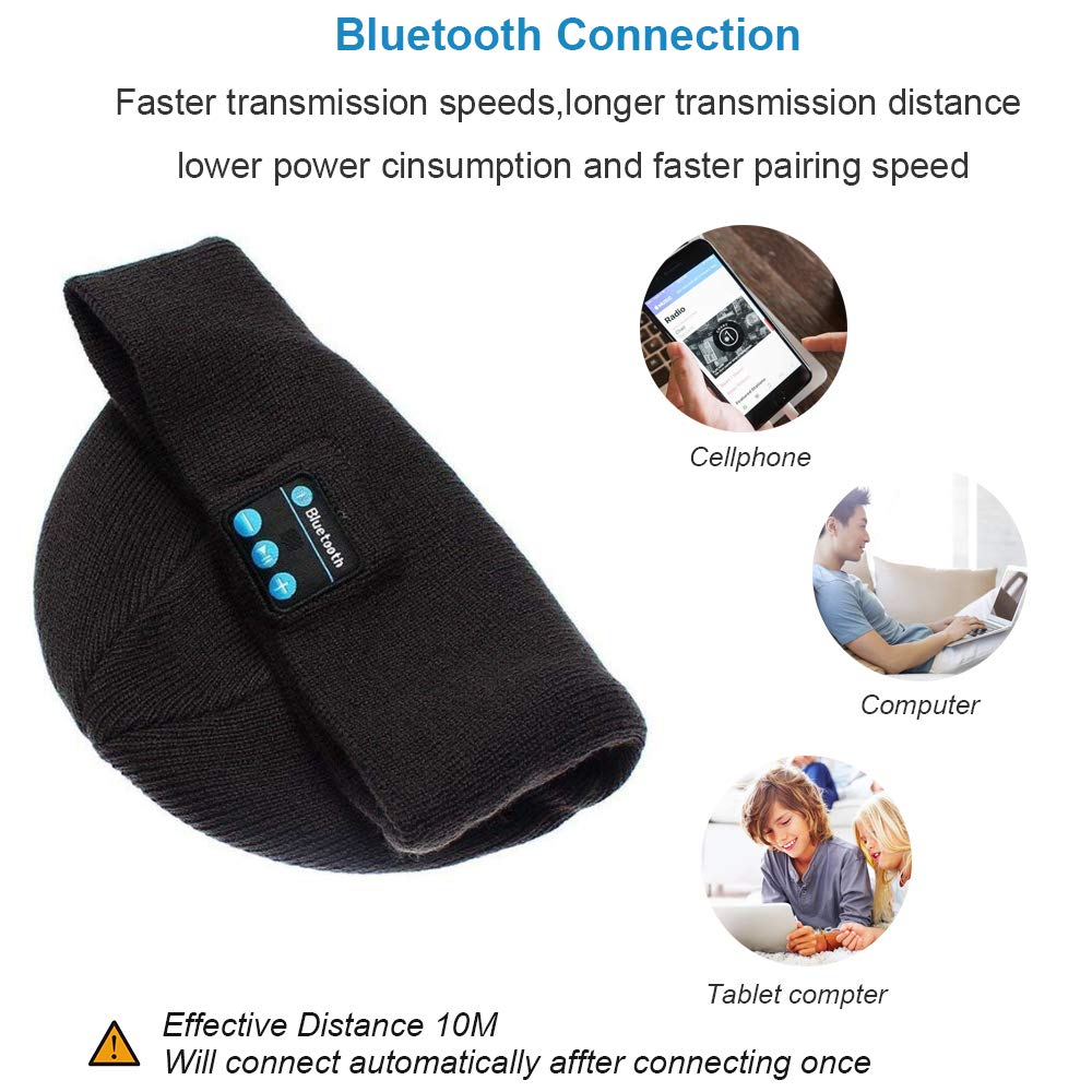 Wireless Bluetooth Beanie Hat, Unisex Bluetooth Beanie Smart Winter Knit Hat V4.2 Wireless Musical Headphones Earphones Cap Unique Christmas Tech Gifts for Teen Young Boys Girls Men Women