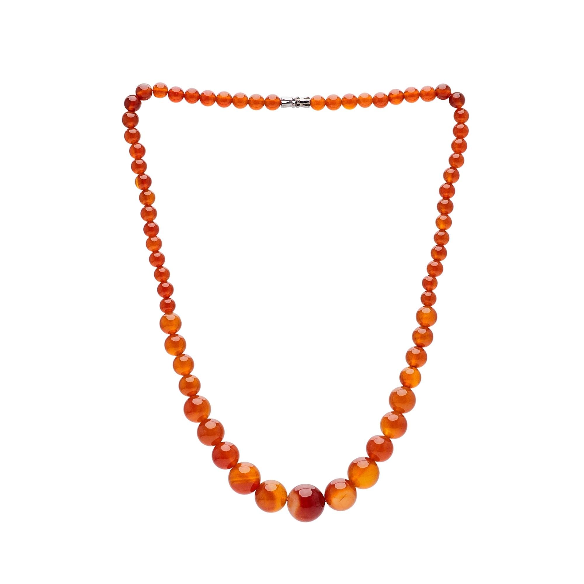 Treasure Bay Handmade 6-14mm Natural Agate Gemstone Necklace For Women and Girls (Red Agate)