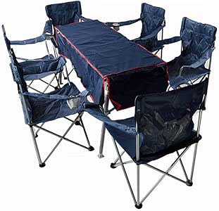 HUNOL Silla Plegable, Mesa Plegable con Portavasos Conjunto De Siete