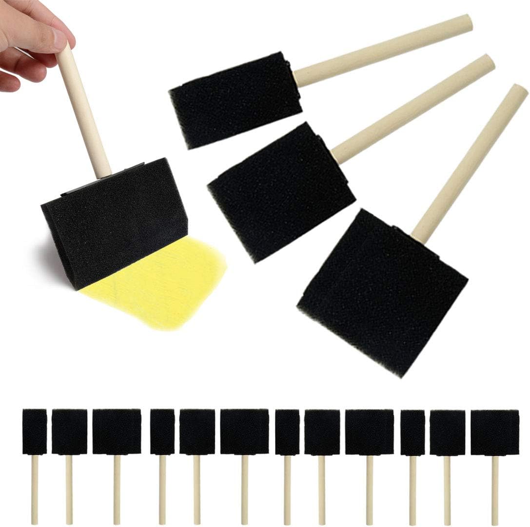 62 pcs Foam Paint Brush,Tipped Brush Set with Wooden Handles（Assorted Size） Arts