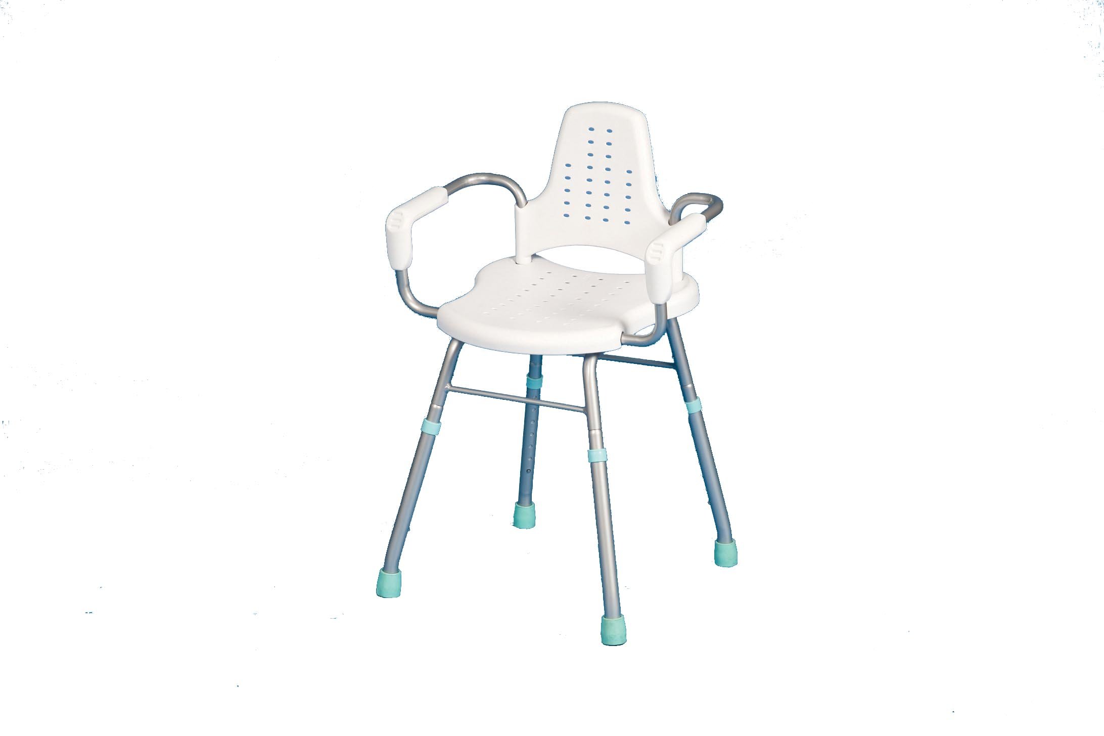 NRS Healthcare Prima Aluminium Height Adjustable Shower Stool with Armrest and Backrest