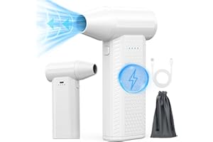 Fourq Electric Air Duster - 130000RPM Compressed Air Duster,4 Gear Adjustable Jet Dry Blower can Reusable Can for Computer Keyboard,Outdoors,Car,Home(White）