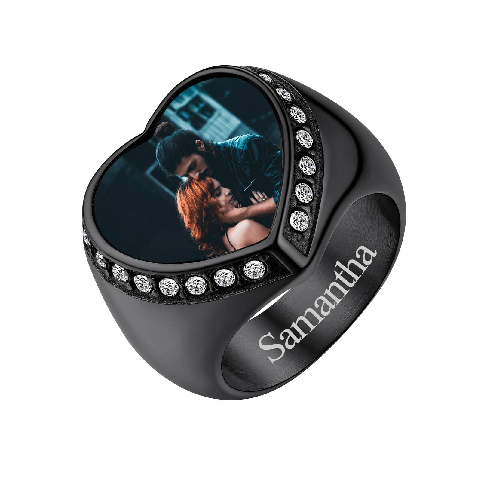 FindChic Customized Photo Signet Rings Heart Chunky